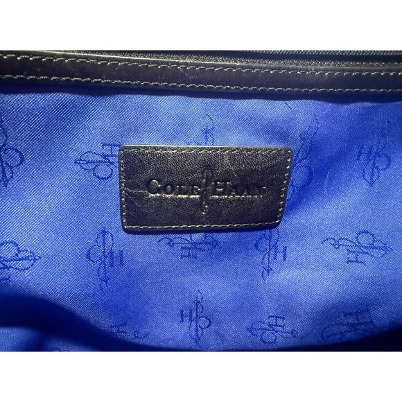 Cole Haan Black Woven Leather Tote Bag with Tassel Accent - Picture 7 of 11